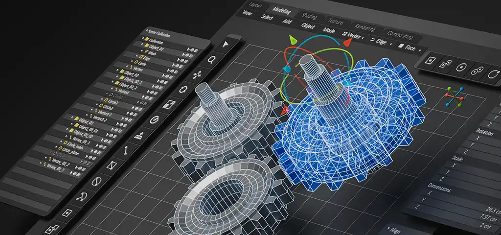 Visualización conceptual de un producto industrial, sus bocetos y su diseño